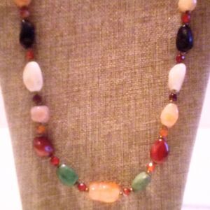 Vintage Chunky Multi Color Agate Beaded Necklace
